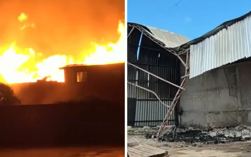 Bombeiros continuam os esforços nesta sexta-feira (17) após fogo devastador em Pacatuba, Ceará