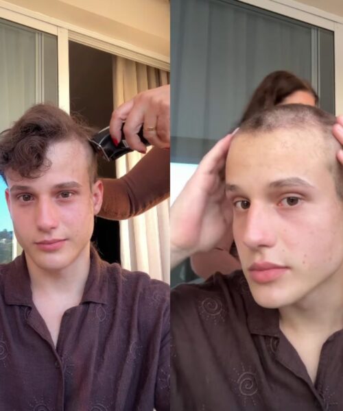 Jovem influenciador de 19 anos vive momento de emoção ao raspar os cabelos após ser diagnosticado com câncer